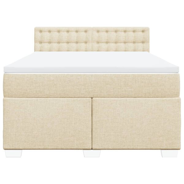 vidaXL Sommier &agrave; lattes de lit avec matelas Cr&egrave;me 140x200 cm Tissu