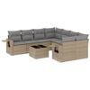 vidaXL Salon de jardin avec coussins 9 pcs beige r&eacute;sine tress&eacute;e