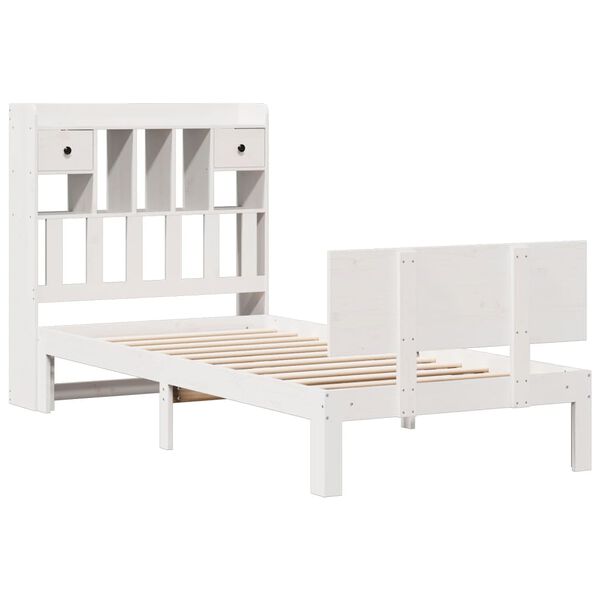 vidaXL Lit biblioth&egrave;que sans matelas blanc 90x190cm bois de pin massif