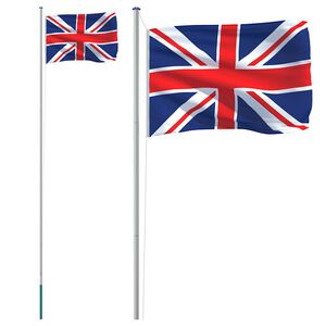 vidaXL Drapeau du Royaume-Uni et m&acirc;t 6,08 m Aluminium