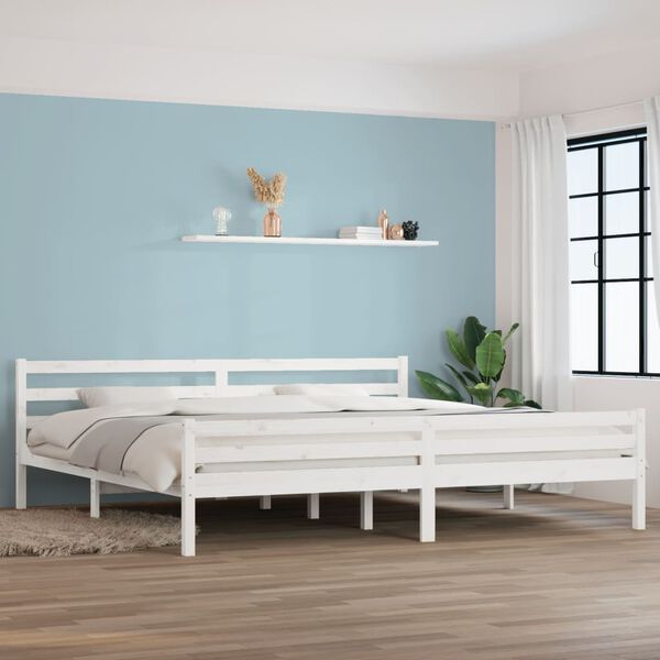 vidaXL Cadre de lit sans matelas blanc bois massif 200x200 cm