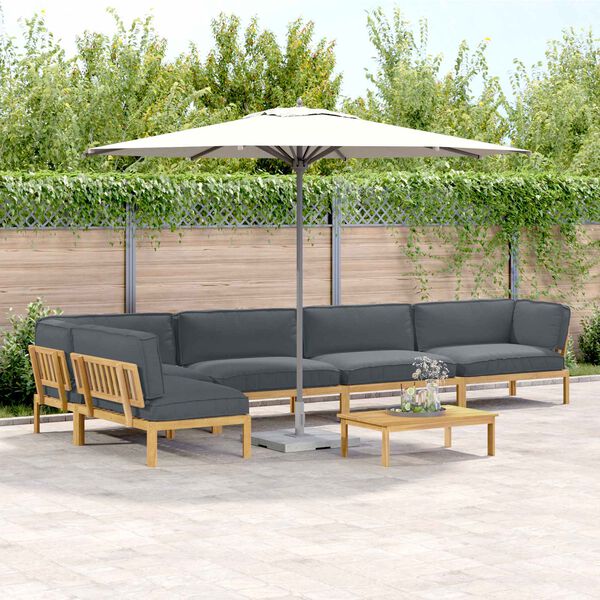 vidaXL Ensemble de Canap&eacute;s Uni 6 pcs Anthracite Bois d'Acacia Massif