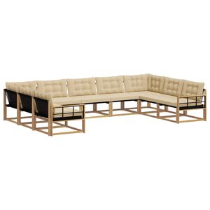vidaXL Ensemble de canap&eacute;s d'ext&eacute;rieur 9 pcs Blanc et Beige