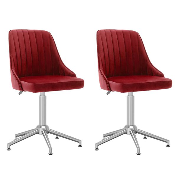 vidaXL Chaises &agrave; manger pivotantes lot de 2 rouge bordeaux velours