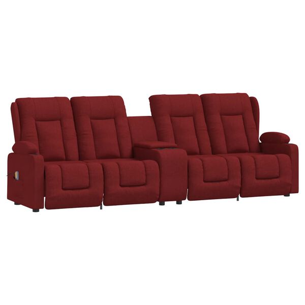 vidaXL Fauteuil de massage inclinable 4 places porte-gobelets bordeaux
