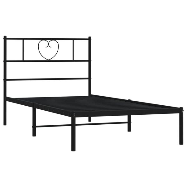 vidaXL Cadre de lit m&eacute;tal sans matelas avec t&ecirc;te de lit noir 80x200 cm
