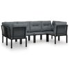 vidaXL Salon de jardin 6 pcs noir et gris r&eacute;sine tress&eacute;e