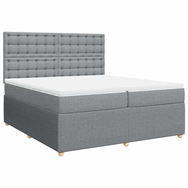 vidaXL Sommier &agrave; lattes de lit avec matelas Gris clair 200x200cm Tissu