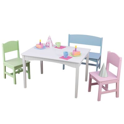 KidKraft Ensemble de table et chaises avec banc pour enfants Pastel