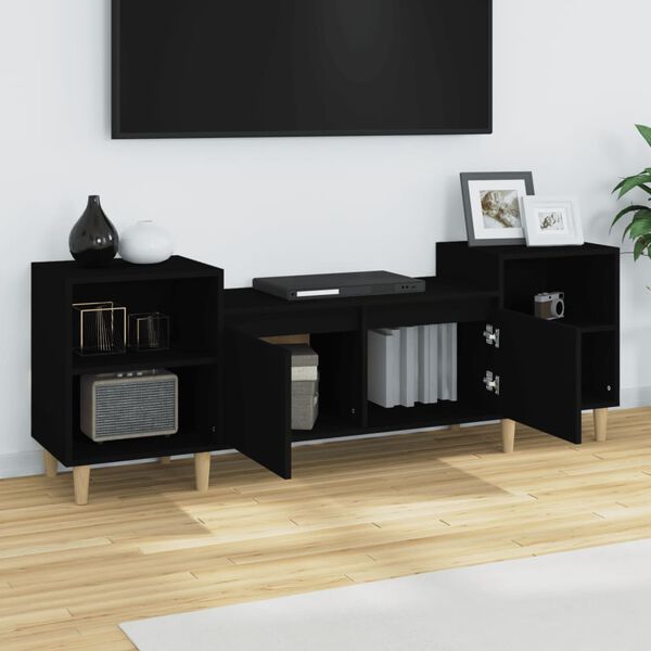 vidaXL Meuble TV Noir 160x35x55 cm Bois d'ing&eacute;nierie