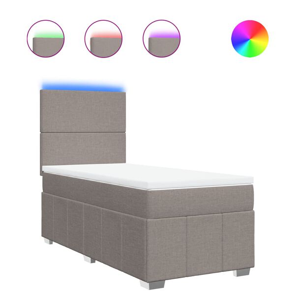 vidaXL Sommier &agrave; lattes de lit avec matelas Taupe 100x200 cm Tissu