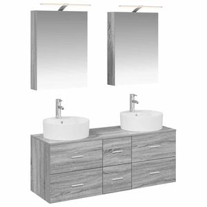 vidaXL Ensemble de mobilier de salle de bain 5 pc Sonoma gris