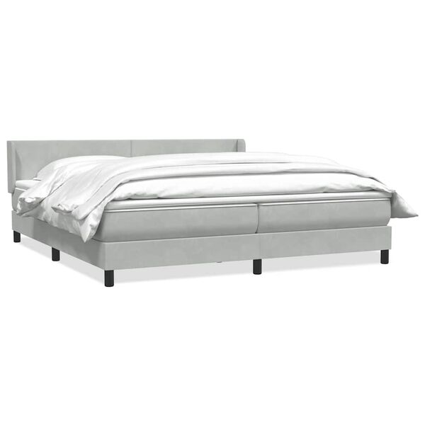 vidaXL Sommier &agrave; lattes de lit et matelas gris clair 180x210cm velours