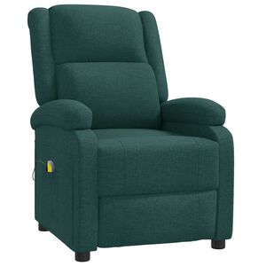 vidaXL Fauteuil de massage Vert fonc&eacute; Tissu