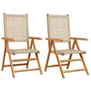 vidaXL Chaises pliantes 2 pi&egrave;ces Beige Bois massif d'acacia et polyrotin