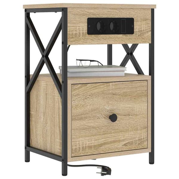 vidaXL Cabinet de chevet avec tiroir Ch&ecirc;ne Sonoma 40 x 31 x 60 cm