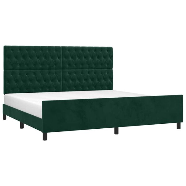 vidaXL Cadre de lit sans matelas vert fonc&eacute; 200x200 cm velours