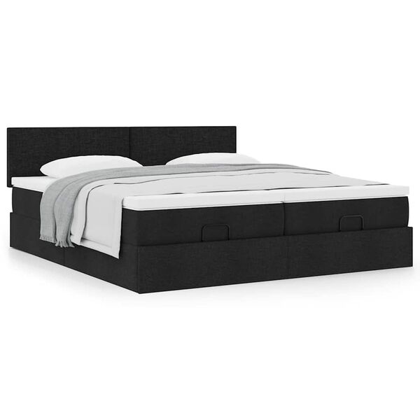 VidaXL Cadre de lit ottoman avec matelas noir 180x200cm tissu