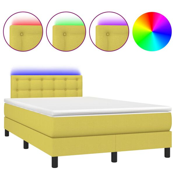 vidaXL Sommier &agrave; lattes de lit avec matelas LED Vert 120x200 cm Tissu