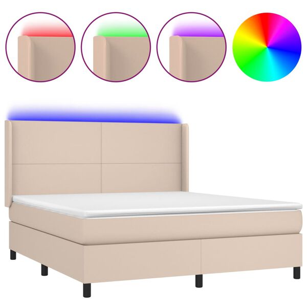 vidaXL Sommier &agrave; lattes de lit matelas LED Cappuccino 160x200 cm