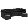 vidaXL Ensemble de canap&eacute; de jardin 7 pc Noir polyrotin