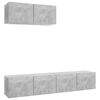 vidaXL Meubles TV 3 pcs Gris b&eacute;ton Bois d'ing&eacute;nierie