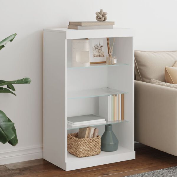 vidaXL Buffet avec lumi&egrave;res LED blanc 60,5x37x100 cm