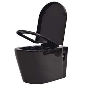 vidaXL Toilette murale C&eacute;ramique Noir