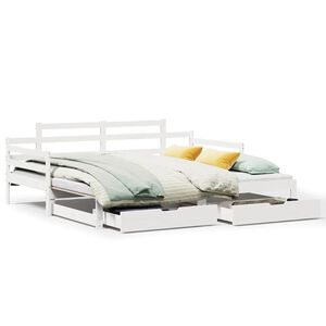 vidaXL Lit de jour avec gigogne et tiroirs sans matelas blanc 90x200cm