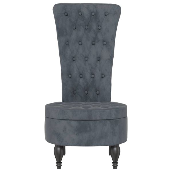 vidaXL Chaise &agrave; dossier haut gris fonc&eacute; velours conception de bouton