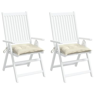 vidaXL Coussins de chaise 2 pcs blanc crème 40x40x7 cm tissu oxford