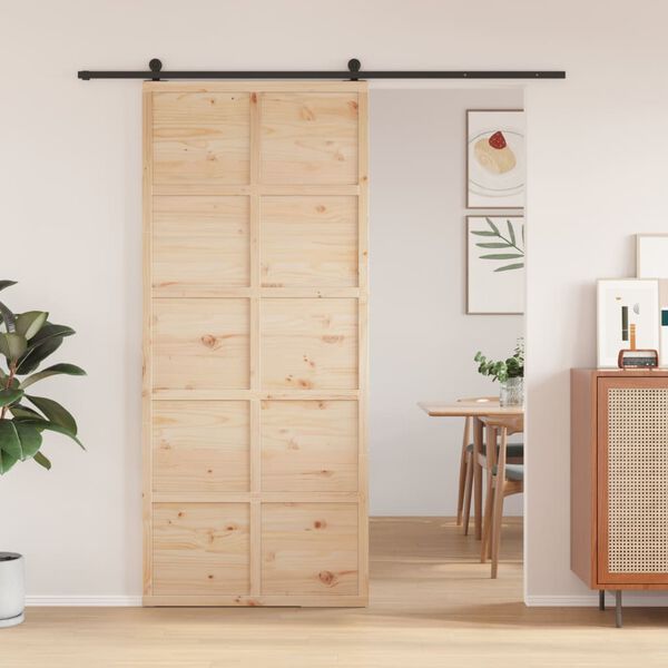 vidaXL Porte de grange 90x208 cm bois massif de pin
