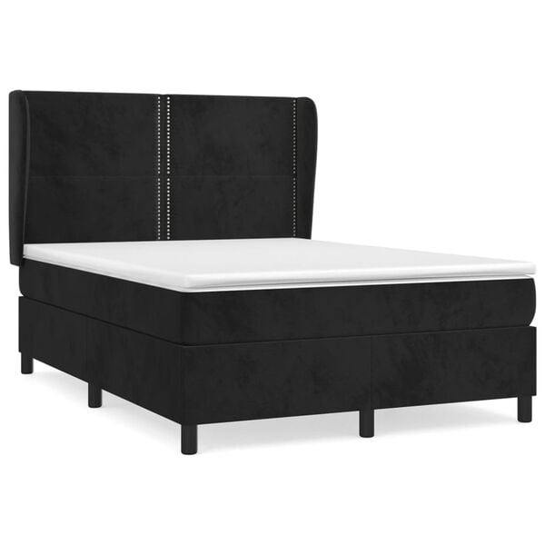 vidaXL Sommier &agrave; lattes de lit avec matelas Noir 140x190 cm Velours