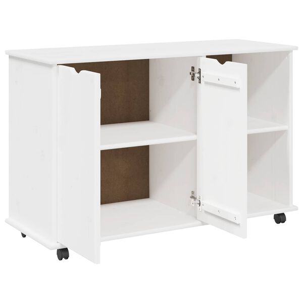 vidaXL Cabinet roulant Blanc 100 x 39 x 65,5 cm Bois de Pin Massif
