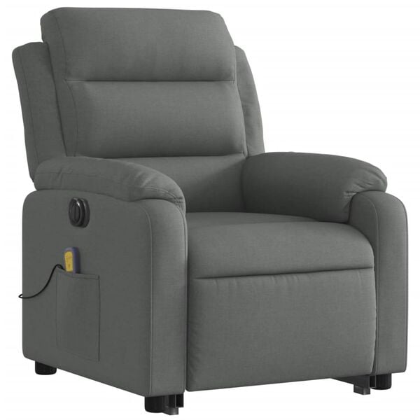 vidaXL Fauteuil inclinable de massage &eacute;lectrique Gris fonc&eacute; Tissu