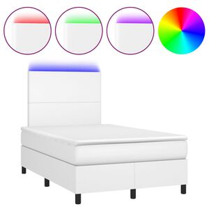 vidaXL Sommier &agrave; lattes de lit avec matelas et LED Blanc 120x200 cm