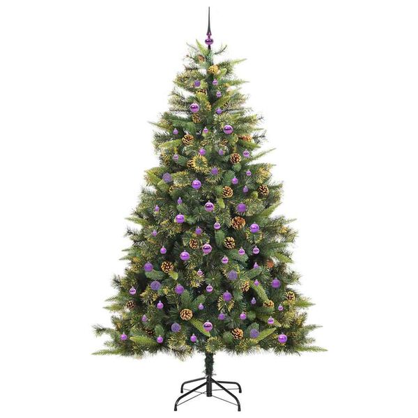 vidaXL Sapin de No&euml;l artificiel avec branches pliables et c&ocirc;nes 240 cm