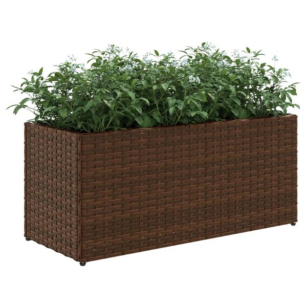 vidaXL Jardini&egrave;res avec 2 pots 2 pcs marron 72x30x32 cm r&eacute;sine tress&eacute;e