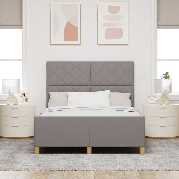 vidaXL Cadre de lit avec t&ecirc;te de lit Taupe 160 x 200 cm tissu