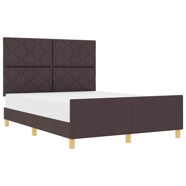 vidaXL Cadre de lit avec t&ecirc;te de lit Marron fonc&eacute; 160 x 200 cm tissu