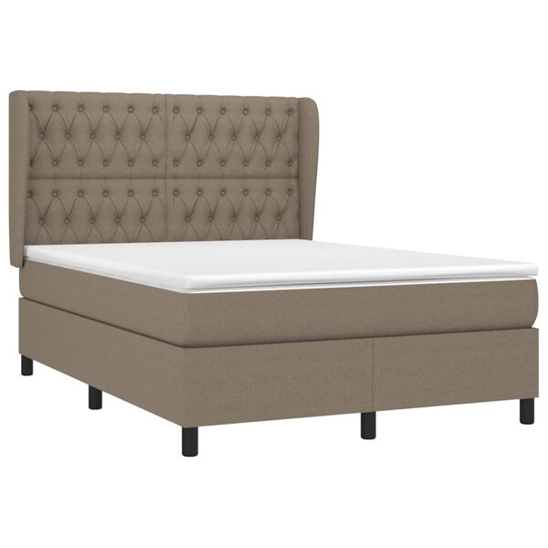 vidaXL Sommier &agrave; lattes de lit avec matelas Taupe 140x190 cm Tissu