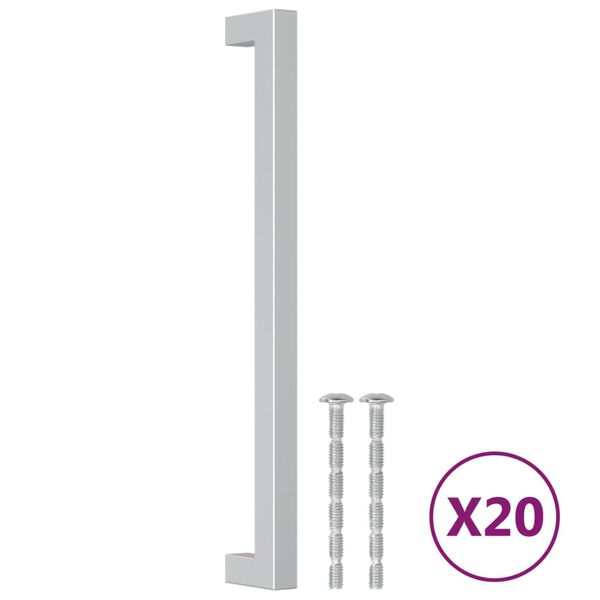 vidaXL Poign&eacute;es d'armoire 20 pcs argent&eacute; 224 mm acier inoxydable