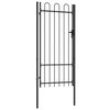 vidaXL Portail de cl&ocirc;ture BOXTEL &agrave; porte simple avec arc en haut, acier 1x2 m noir