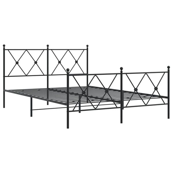vidaXL Cadre de lit m&eacute;tal sans matelas avec pied de lit noir 140x200cm
