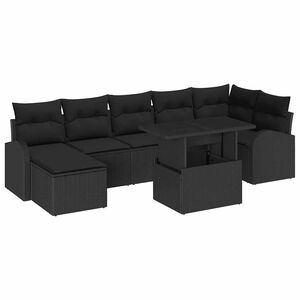 vidaXL Ensemble de canap&eacute; de jardin avec coussin 8 pcs Noir