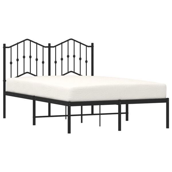 vidaXL Cadre de lit m&eacute;tal sans matelas avec t&ecirc;te de lit noir 120x190cm