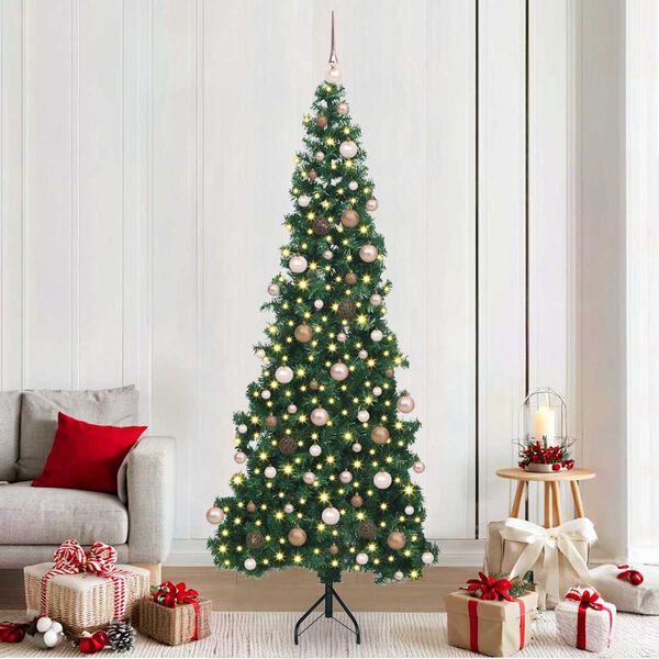 vidaXL Arbre de Noël artificiel d'angle Vert 210 cm PVC et métal