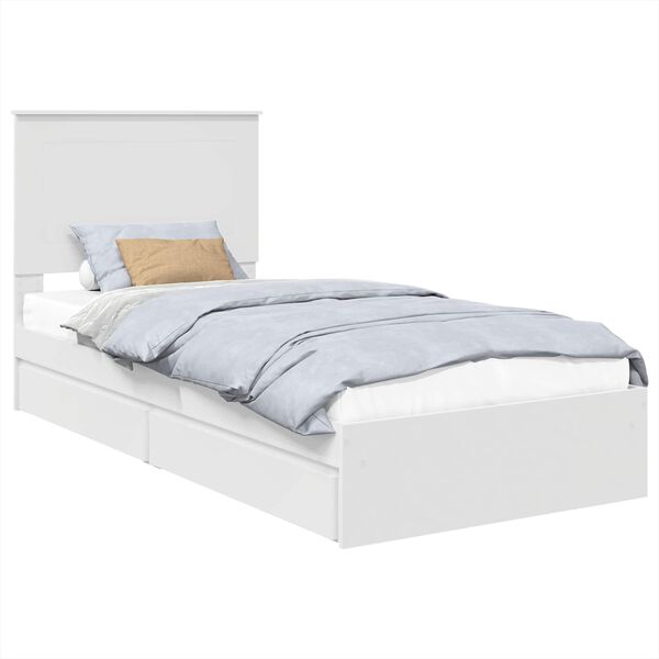 vidaXL Lit de Rangement Blanc 90 x 190 cm Bois d'ing&eacute;nierie