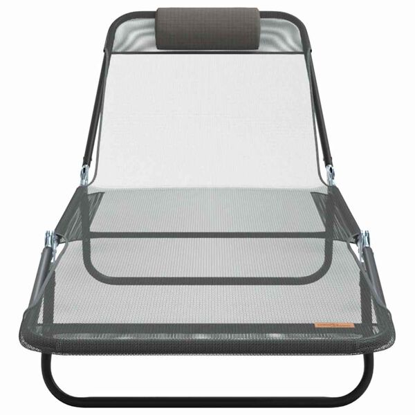 vidaXL Chaise longue pliante Gris 182 x 55 x 85,5 cm Textilène