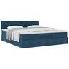 vidaXL Cadre de lit ottoman avec matelas bleu fonc&eacute; 200x200 cm velours